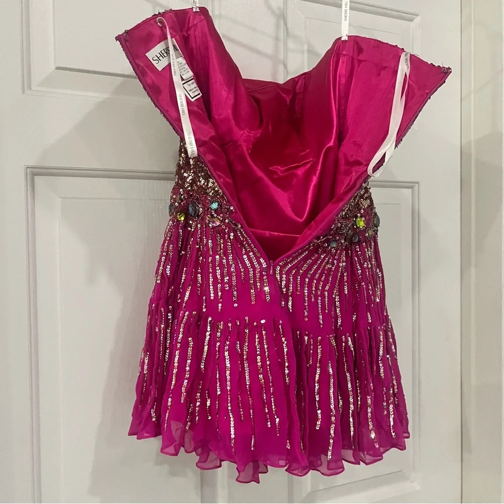 SHERRI HILL Pink Beaded Cocktail Dress Size 2 - Picture 5 of 8